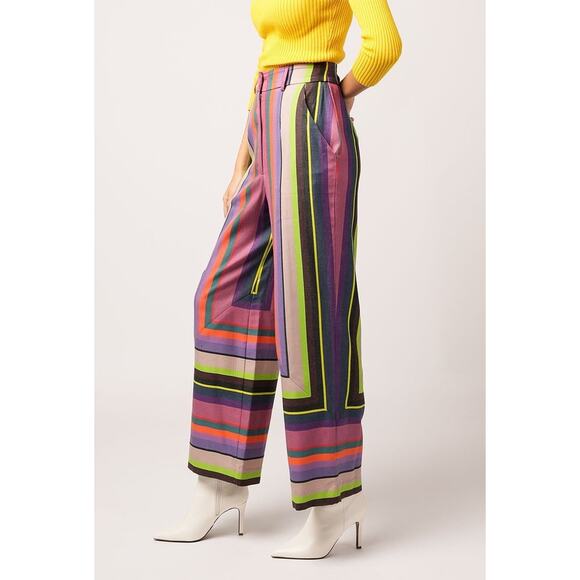 Mara Hoffman Pants - Mara Hoffman Multicolor Striped Wide-Leg Pants